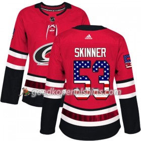 Carolina Hurricanes Jeff Skinner 53 Adidas 2017-2018 Rood USA Flag Fashion Authentic Shirt - Dames